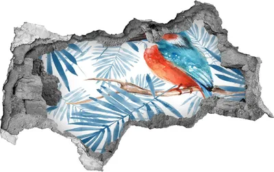 Produktbild von Selbstklebender Loch-3D-Aufkleber 95x73 cm Pflanzen und Vögel