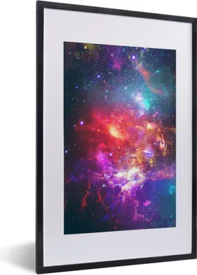 Produktbild von MuchoWow® Gerahmtes Poster Sterne - Weltraum - Farben 40x60 cm - Poster mit Schwarzem Bilderrahmen Wandposter Rahmen Foto Bilder - Poster in Rahmen