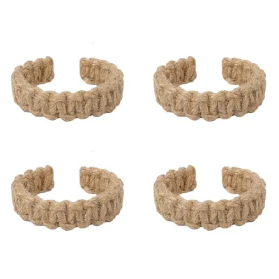 Produktbild von 4-teiliges Magnet-Vorhangband-Set, Holz- und Baumwollkordel, Vorhanghalter, ideal für Wohn- und Bürodekoration, praktische Fensterbefestigung