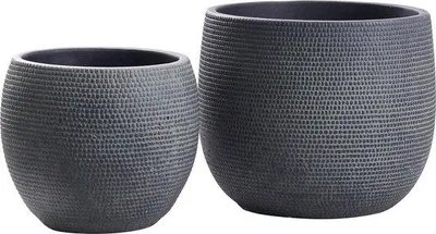 Zdjęcie produktu dla Ceramiczne donice – zestaw 2 sztuk – czarne – do dekoracji wnętrz i na zewnątrz