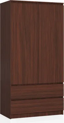 Produktbild von Kleiderschrank AKORD S90 Wenge 90 cm 2 Türen 2 Schubladen 4 Ebenen B90 x H180 x T51 cm