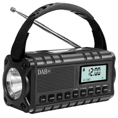 Obrázok produktu pre SIGn núdzové rádio DAB+/FM s ručnou kľukou/batériou/solárnymi panelmi/USB napájaním – čierna farba