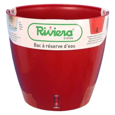 Produktbild von Selbstbewässerungstopf Riviera Mit Wasserreservoir Rot Polypropylen Rund Ø 36 x 33 cm