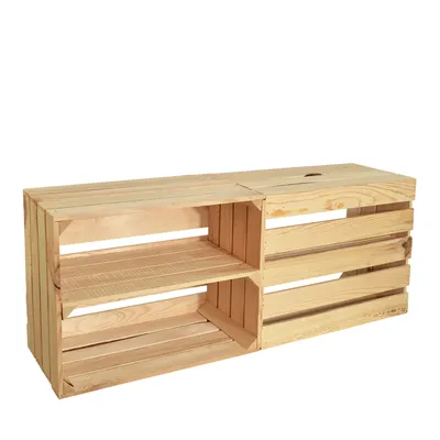Immagine prodotto di CHICCIE 2 set cassa di legno Noa naturale 50x40x30 - 1x cassa di frutta a ripiano lungo cassa di vino