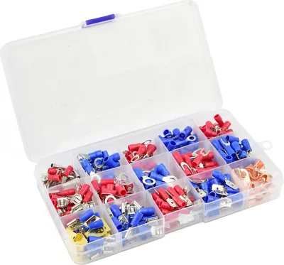 Immagine prodotto di Kit-set puntalini doppi, capicorda isolanti a doppia estremità, con scatola, per il collegamento dei cavi, assortimento isolati ,capicorda a crimpare, forcella, occhiello, in PVC, multicolor,300 pezzi Geko