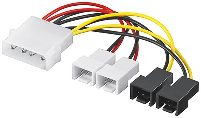 Immagine prodotto di Goobay 93632 Cavo di alimentazione/adattatore per ventola PC, spina 5,25 a ventola 2x 12 V/2x 5 V, 0,15 m - 4 pin > 2x 2 pin 12 V + 2x 2 pin 5 V
