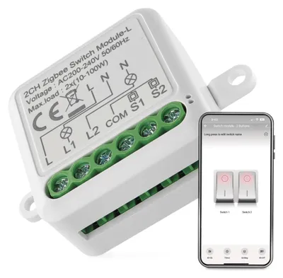 GoSmart Schaltermodul IP-2104SZ, ZigBee, 2-Kanal (kein N-Draht erforderlich)