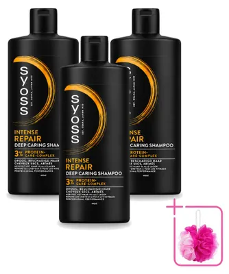 Zdjęcie produktu dla 3 x Szampon Syoss do włosów suchych i zniszczonych, 440 ml - zestaw ekonomiczny - 3 sztuki