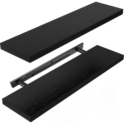 Obrázek produktu pro Nástěnná police nástěnný regál - Černá - 60 cm - Sada 2 kusů