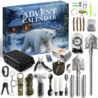 Obrázek produktu pro Survival adventní kalendář 2026 pro muže s 24 survival sadami 24denní survival adventní kalendář 2026