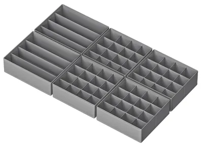 Produktbild von SONGMICS Schubladen-Organizer 6er Set Faltbare Aufbewahrungsboxen für Unterwäsche 28 x 26 x 10 cm / 32 x 26 x 10 cm Grau