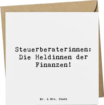 Produktbild von Mr. & Mrs. Panda Grußkarte Spruch Steuerberaterin Heldin - Weiß - Geschenk, Glückwunschkarte, Beruf, doppelkarte, Geschenke für Berufstätige, Freude, Einzigartig