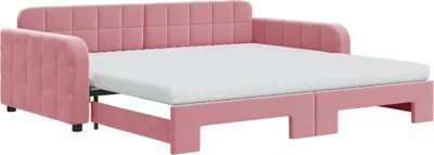 Image de vidaXL Lit de jour extensible avec matelas rose 100x200 cm velours