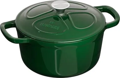 Image de Poêle en fonte Poêle à frire Casserole 2,5 l - Ø 20 cm Poêle à frire émaillée résistante à la température - pour tous les plats et surfaces de cuisson - vert
