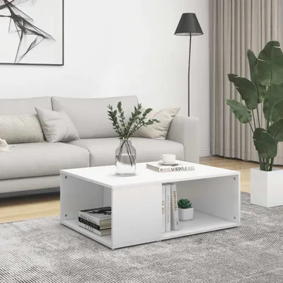 Image de The Living Store Table basse blanche 90x67x33 cm bois composite