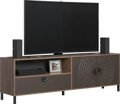 Produktbild von trendteam Wohnen Fusion TV-Lowboard, Rostoptik Melamin/Perlbronze Tiefzieh Nachbildung, B/H/T ca. 183/55/40 cm