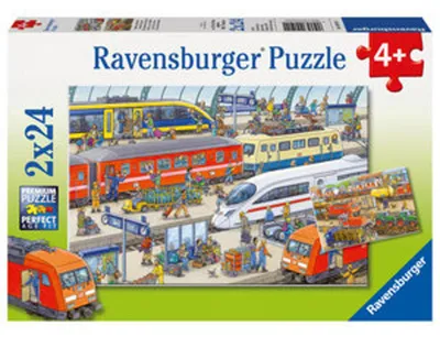 Produktbild von 2 x 24 Teile Ravensburger Kinder Puzzle Trubel am Bahnhof 09191