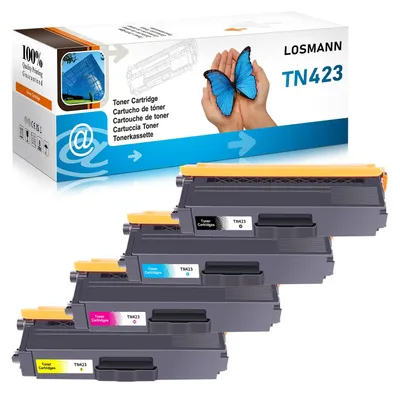 Obrázok produktu pre LOSMANN 4x tonery kompatibilné s tlačiarňami Brother TN-421 TN-423 – 1 čierny / 1 azúrový / 1 purpurový / 1 žltý
