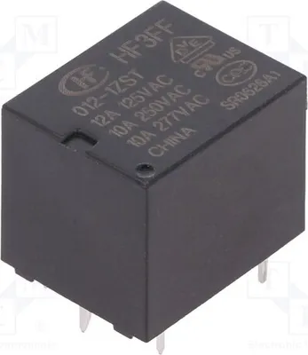 Obrázok produktu pre 1x relé: elektromagnetické  10 A/277 V striedavého prúdu, cievka: 12 V jednosmerného prúdu  10 A HF3FF/012-1ZST Elektr