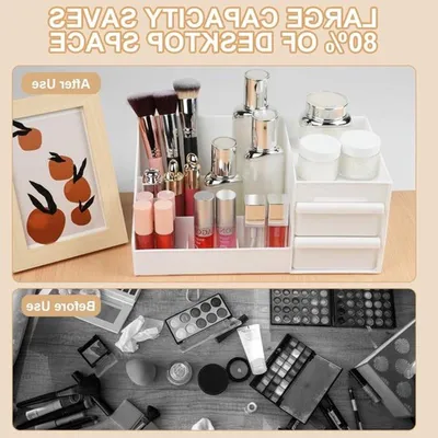 Großer Kapazität Make-up Organizer mit Schublade für Kosmetik, Schmuck und Hautpflege - Ideal für Vanity, Badezimmer und