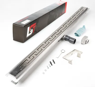 Produktbild von Duschrinne griechisch Bogen 1200x70mm Ablaufrinne mit Edelstahl Siphon Haarsieb