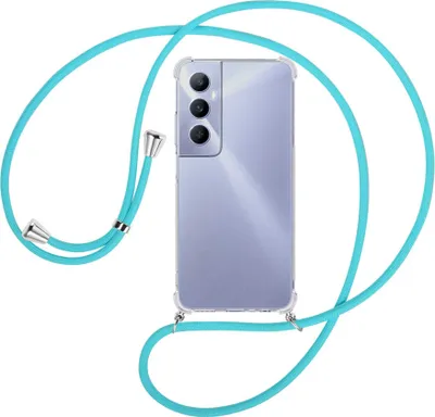 Produktbild von Handykette Backcover-Schutzhülle mit Band (Metall silberfarben) für Realme C65 4G - türkis