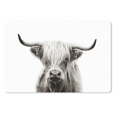 Produktbild von MuchoWow® Mauspad Mousepad Schottischer Highlander - Kuh - Schwarz - Weiß 27x18 cm - Mousepads - Maus Mat - Pad - Mausunterlage - Büroartikel - Desk Matten