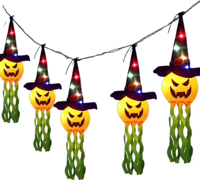 Zdjęcie produktu dla Girlanda LED dekoracja na Halloween 5 dyń ze świecącymi czapkami 3 m