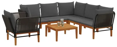 Immagine prodotto di vidaXL, set di 7 pezzi in legno di acacia massello e corda, stile naturale
