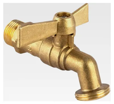 Produktbild von Gartenwasserhahn mit Hebel, Messing, Gewinde 0,6 cm (1/4 Zoll), 15 x 21, Anschluss 20 x 27