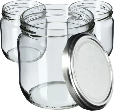 Produktbild von KADAX Einmachgläser mit Deckel "Salla", Marmeladengläser, Einweckgläser, 425 ml, Silber, 24 Stück