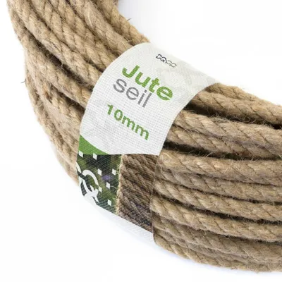Image de Corde en jute, 50 mètres, 10 mm d'épaisseur, corde naturelle pour la décoration