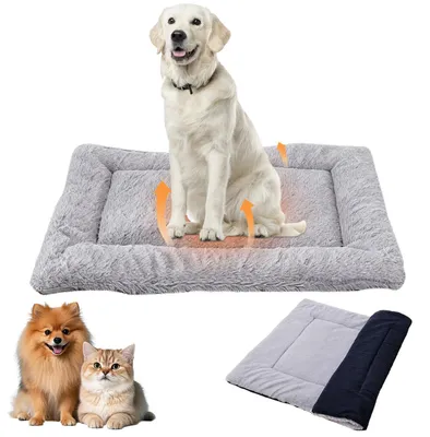Image de Tapis pour chien, doux, 70 x 93 cm, lavable, bleu, antidérapant
