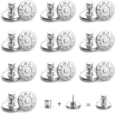 Produktbild von Ersatz-Jeansknöpfe 12-teilig 17mm silber