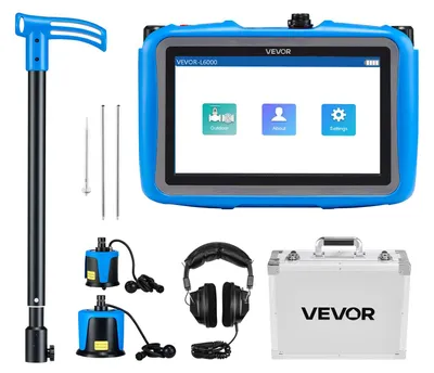 Produktbild von VEVOR Rohr-Wasserleckdetektor mit 4 Sensoren, 1Hz-10000Hz, LCD-Touchscreen, unterirdische Rohrleitungsleckage-Detektionslokalisierung mit 3 Lauschruten, Kopfhörern, 8GB Karte & Tragetasche für drinnen und draußen, 2 Sensoren-a, 5 m-a