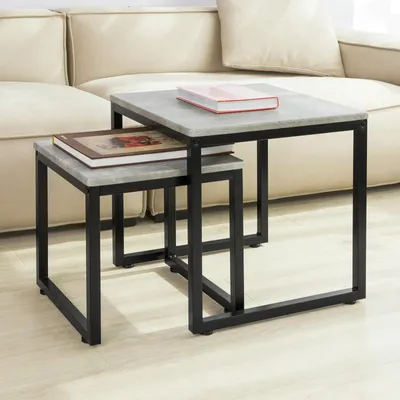 Produktbild von FBT42, Couchtisch und Beistelltisch, 2-teiliges Set, dunkelgrau