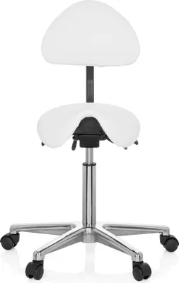 Immagine prodotto di hjh OFFICE Sgabello a sella TOP WORK 20 Sgabello con rotelle Sgabello da lavoro, sgabello ergonomico per ufficio, studio, home office, Pelle finta
