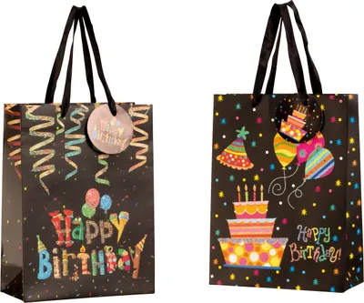Produktbild von Moderne Geschenktüten Happy Birthday im 4er Set Abmessung 18x24x8cm