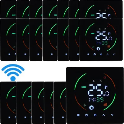 Zdjęcie produktu dla Termostat pokojowy Smart Tuya WiFi 20x do ogrzewania elektrycznego 16 A i ogrzewania podłogowego, programowalny regulator temperatury, termostat ścienny z wyświetlaczem LCD, czarny