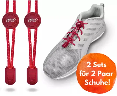 Produktbild von Elastische Schnürsenkel für 2 Paar Schuhe - Rot - 100 cm - Schnellschnürsystem/Schnellverschluss