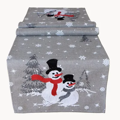 Produktbild von Tischwäsche mit Stickerei Schneemann 40 x 140 cm