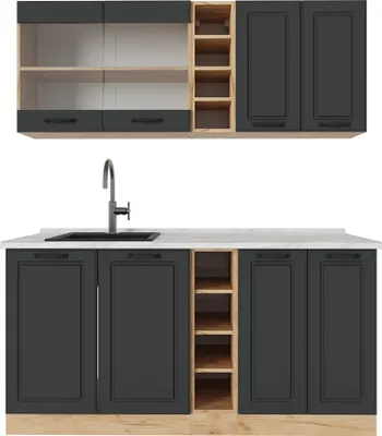Image de Cuisine Vicco R-Line Anthracite Campagne/Chêne doré 160cm , PT Marbre, Model 53353