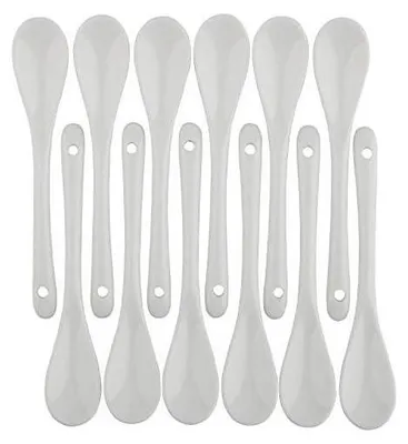 Produktbild von 12er Set 16.5cm Porzellan Eierlöffel für weichgekochte Eier Kaffee Tee Desserts Keramik Löffel