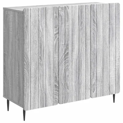 Image de vidaXL Meuble de rangement latéral, Sonoma-gris, 89 x 34,5 x 82 cm, fabriqué en panneaux de particules