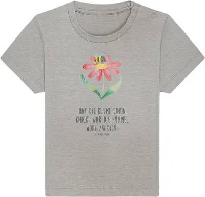 Produktbild von Mr. & Mrs. Panda  T-Shirt Hummel Blume 0. - 6. Monat - Heather Grey - Geschenk, Hummeln, Öko Baby, Shirt, Biene, Lustige Sprüche, Kleinkind, Wespe, Natur, Babyshirt