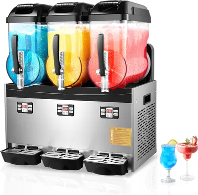 Zdjęcie produktu dla SucceBuy 12Lx3 Komercyjna maszyna do slushy, potrójny zbiornik do mrożonych napojów, 144 kubki margarita smoothie slushie maker, stal nierdzewna do domu, imprezy, kawiarni, baru