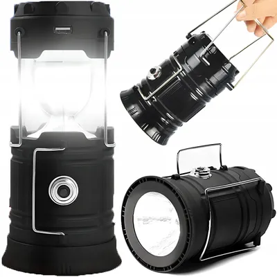 Produktbild von Camping-Akku-Turmlampe Solar LED Retoo mit USB-Anschluss und Solarpanel