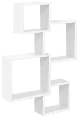 Obrázok produktu pre vidaXL Nástenné regály s kockami, držiak na stenu, biele, 64 x 13,5 x 91,5 cm