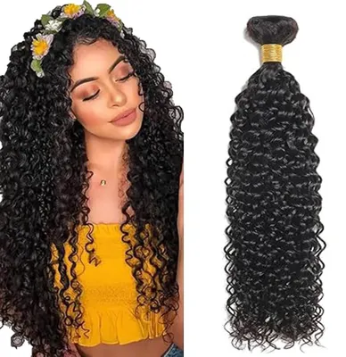 Image de Solidchoice - Paquets de cheveux humains bouclés, 32 pouces, couleur noire naturelle