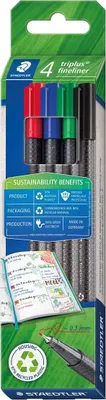 Produktbild von Feinschreiber triplus - 0,3 mm 4 Farben. Packung mit 10 Stück